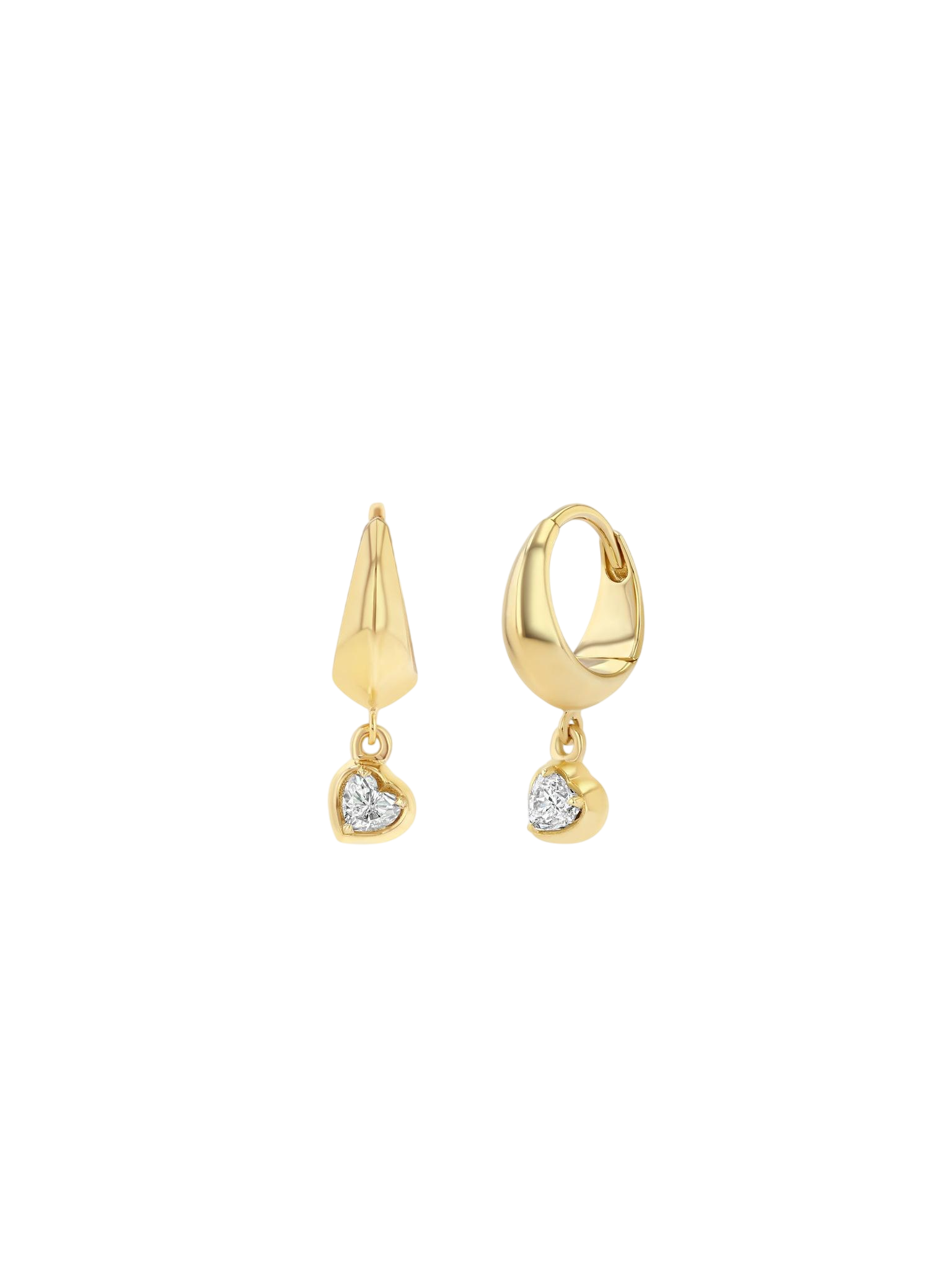 Small Crescent with diamond heart bezel dangle